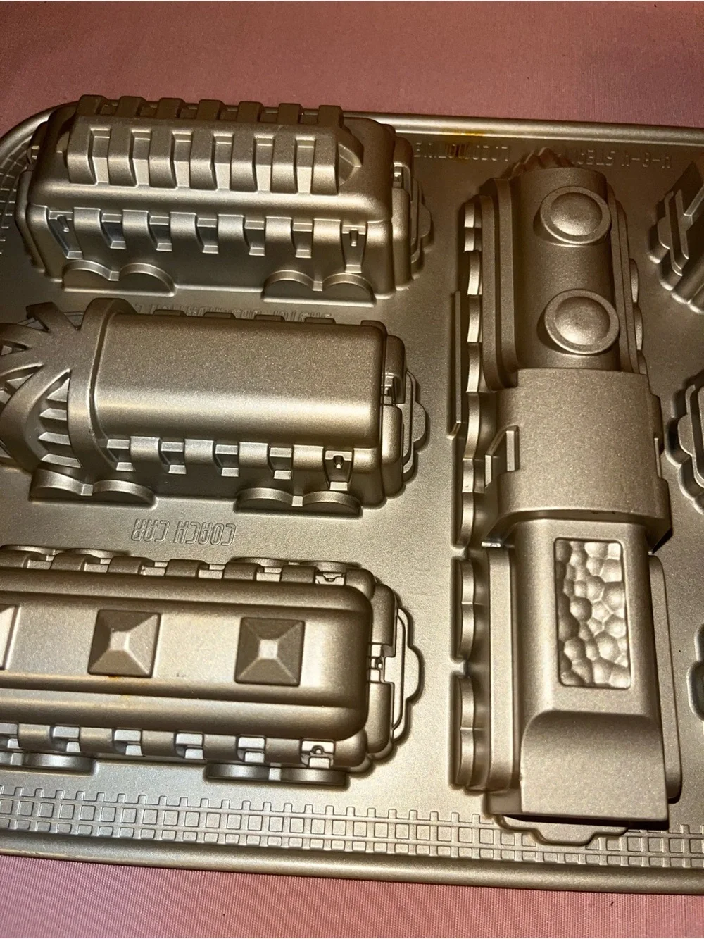 Nordicware Train Car Metallic Gold Cake Mold Made in the USA